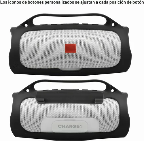 Vista 6 de Funda de silicona para altavoz portátil JBL Charge 4 impermeable, funda de transporte de viaje, funda protectora con asa, correa de hombro ajustable