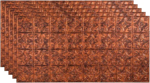 Vista 7 de FASÄDE Panel de techo decorativo de vinilo con pegamento de estilo tradicional y patrón 1 en bronce argente (muestra de 12 x 12 pulgadas)