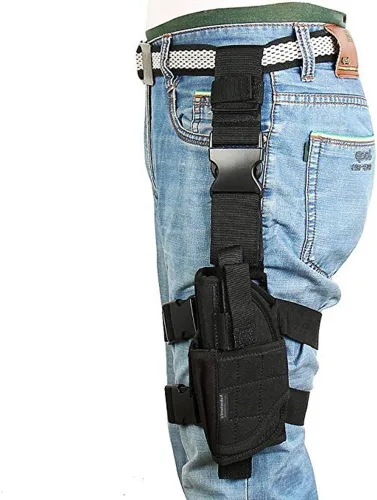 Vista 5 de Nehostertfy Funda de pierna caída para pistola, para diestros, táctica, para muslo, airsoft, pistola, ajustable, actualización Negro(Black Left)