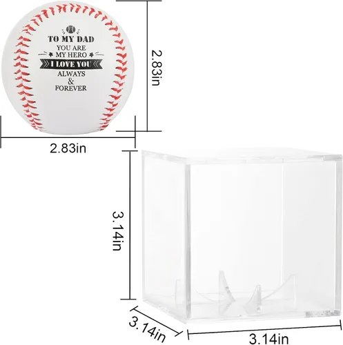 Vista 6 de Biggun Regalos de béisbol para papá, regalo de cumpleaños de béisbol impreso personalizado, regalo del día del padre con caja de exhibición