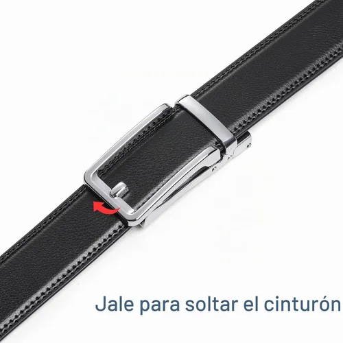 Vista 3 de SENDEFN Cinturón de vestir casual de cuero para hombre de 1 3/8 pulgadas con hebilla de clic ajustable automática con caja de regalo A-negro-71gs