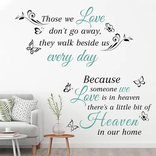 Vista 2 de Calcomanías de pared con texto en inglés «Someone We Love is in Heaven» – Letras autoadhesivas, calcomanías de pared de memoria – inspirador