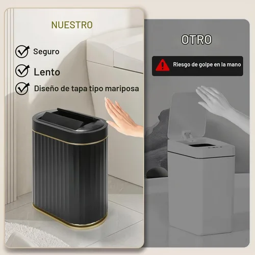 Vista 5 de ELPHECO - Cubo de basura de baño con tapa mariposa, papelero con sensor de movimiento para baño, papelera decorativa automática, accesorios de baño
