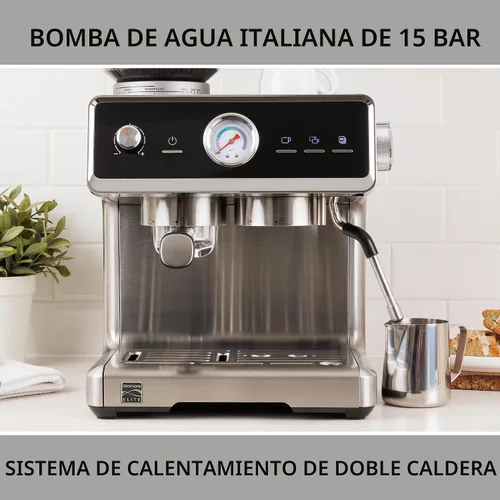 Vista 9 de Máquina de Espresso Kenmore - Cafetera Automática con Prensador Automático, Limpieza Automática, Vaporizador de Leche y Espumador, Molinillo