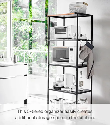 Vista 2 de YAMAZAKI Home Tower Estante de almacenamiento para electrodomésticos de cocina, estantería de metal, organizador de pie, estantes resistentes, 67
