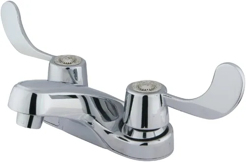 Vista 3 de Kingston Brass GKB188LP Vista - Manijas de doble hoja para grifo de lavabo de 4 pulgadas, níquel cepillado cepillado níquel
