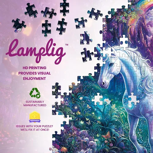 Vista 7 de Rompecabezas de 1000 piezas para adultos, rompecabezas de unicornio Unicornio del bosque de fantasía