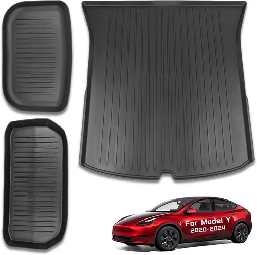Vista 14 de Revestimientos de Carga para Todo Clima para Tesla Model 3 Alfombrillas de Maletero, Alfombrillas Protectoras de Bandeja de Maletero Delantero