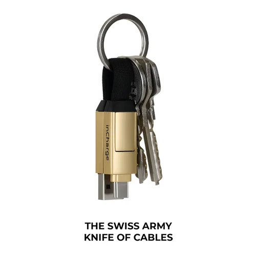 Vista 4 de Rolling Square inCharge 6 - Keychain USB C Cargador de Cable, Cable Lightning y Micro-USB para Smartphone, Cargador Universal de Cable 6 en 1