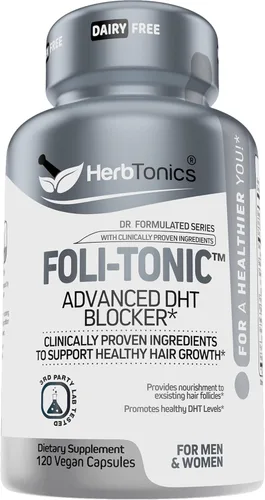 Vista 9 de Vitaminas para el crecimiento del cabello para mujeres y hombres Bloqueador DHT con palma enana americana y 10000 mcg de biotina, suplemento