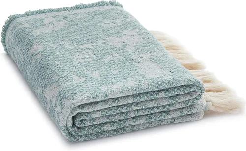 Vista 9 de Manta de lana con flecos, lavable a máquina, acogedora manta suave para sofá, cama, sofá, manta de campamento para supervivencia, emergencia, manta