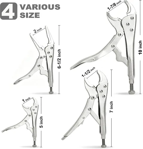 Vista 3 de FASTPRO Juego de alicates de bloqueo de 4 piezas, alicates de agarre Vice Grips incluidos 5", 7", 10" mandíbula curva y mandíbula recta de 6-1/2