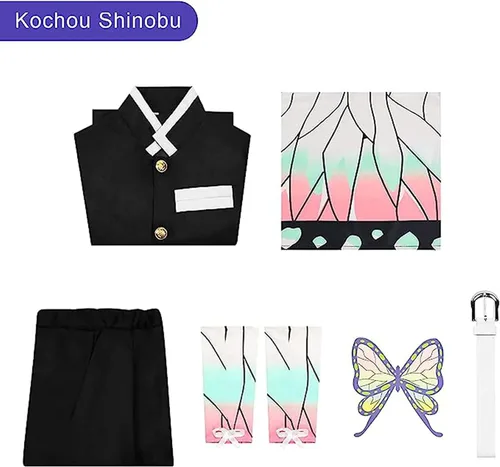 Vista 5 de TSCMRCDC Cosplay Costume Kochou Shinobu Anime Cosplay Costume Outfits Cape Christmas Halloween Uniform for Kids and Adult