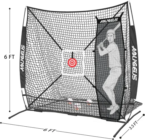 Vista 8 de 6'X6' Baseball Softball Practice Net,Pitching Net,Batting Net,with Dummy Batter,Bonus Strike Zone Target and Bow Frame,for Hitting,Pitching,Catching