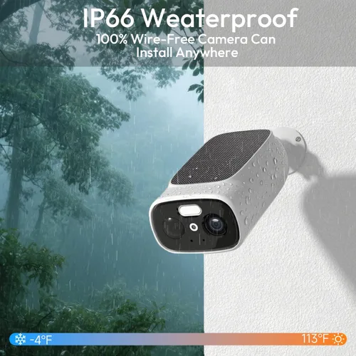 Vista 3 de 4 cámaras WiFi 2.4G/5G para seguridad en el hogar con panel solar integrado, cámaras de seguridad solar de 2.5 K inalámbricas para exteriores