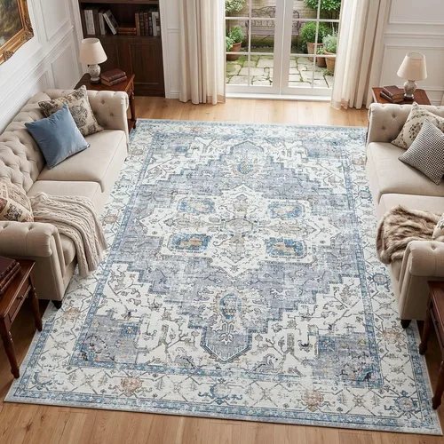 Vista 51 de jinchan Alfombra de área pequeña lavable floral vintage, alfombra de entrada simétrica de medio círculo de 2 x 3, alfombra de entrada suave de pelo