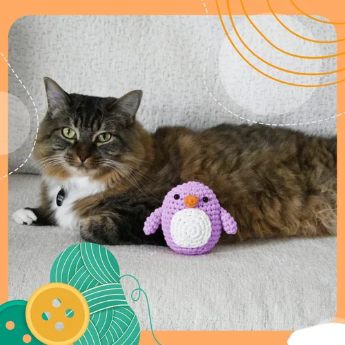 Vista 2 de Penguin Crochet Kit for Beginners & Adults (Purple) – DIY Yarn Craft for Couples, Teens & Animal Lovers Complete Kit w/Hook, Pattern, Step-by-Step