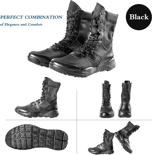 Vista 5 de WWOODTOMLINSON Men's LD Lightweight Combat Boots MicrofiberSuede Leather Military Tactical Boots