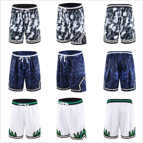 Vista 2 de Flyingyan Pantalones cortos deportivos de baloncesto para hombre con bolsillos con cremallera, pantalones cortos de malla para entrenamiento