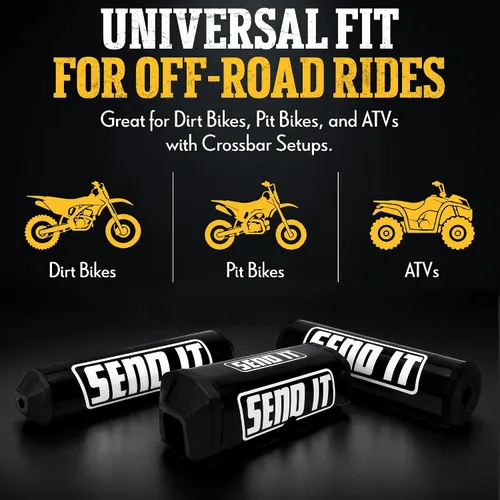 Vista 4 de SEND IT Almohadilla de manillar con DONUTS GRATIS Handlebar para bicicleta de cross ATV Crossbar (Negro, Pit Bike)