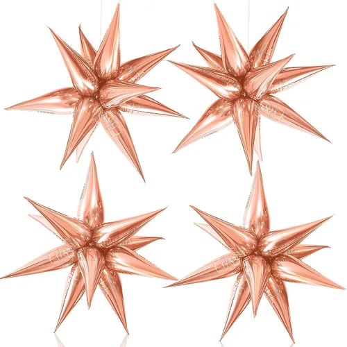 Vista 11 de Globos metálicos de papel de aluminio con forma de cono de estrella en explosión, azul, extragrandes, 26 pulgadas, para decoración de fiestas 2022