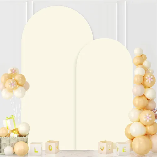Vista 7 de MODFUNS Cubierta de Arco de Boda de 6 pies Beige de Spandex Cubiertas de Arco Chiara Cubierta de Telón de Fondo de Arco para Cubiertas de Arco Telón