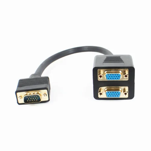 Vista 2 de Divisor de cable de vídeo VGA de 2 puertos 1 en 2 salidas ordenador portátil portátil tarjeta gráfica externa VGA monitor proyector adaptador