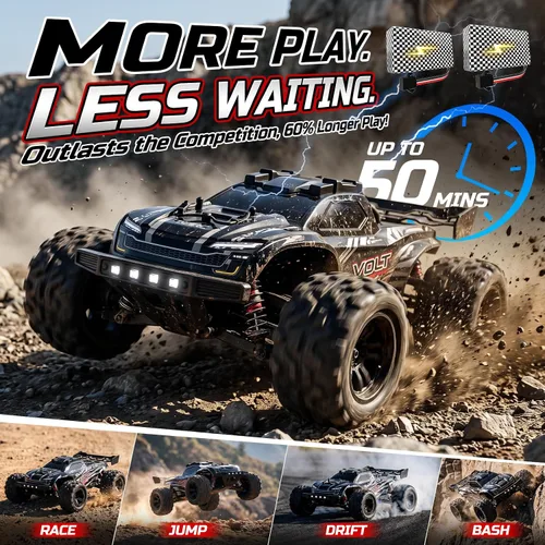 Vista 3 de DEERC 9312E 1/18 escala rápida RC coches, 42+ KPH 4WD Off Road Remote