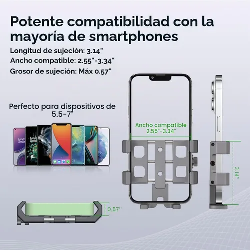 Vista 2 de FANAUE Soporte de teléfono para motocicleta con bola de 1 pulgada para scooter UTV/ATV, soporte para teléfono celular de bicicleta con brazo