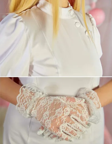Vista 7 de Miccostumes Disfraz de anime para mujer, disfraz de enfermera con medias y guantes