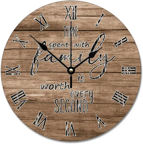 Vista 15 de Time Spent with Family is Worth Every Second - Reloj de pared de grano de madera de playa degradado de 10 pulgadas, funciona con pilas, reloj