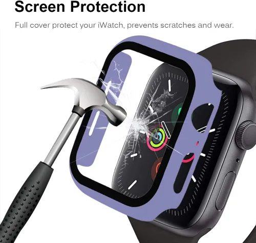Vista 5 de Miimall Funda compatible con Apple Watch Series 9/8/7 de 1.772 pulgadas con protector de pantalla, cubierta dura mate antiarañazos a prueba