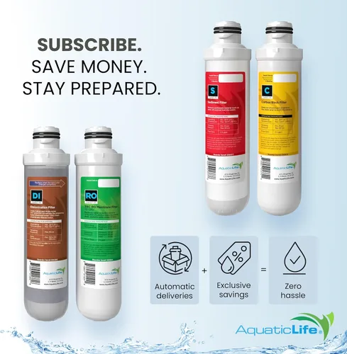 Vista 6 de Aquatic Life Paquete de cartuchos de repuesto de filtro de agua de ósmosis inversa Twist-In para acuario, incluye membrana de 75 GPD, sedimentos