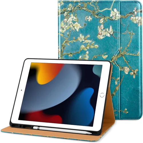 Vista 9 de DTTO Funda para iPad de 9ª/8ª/7ª Generación de 10.2 Pulgadas 2021/2020/2019, Funda de Soporte Folio Empresarial de Cuero Premium con Soporte