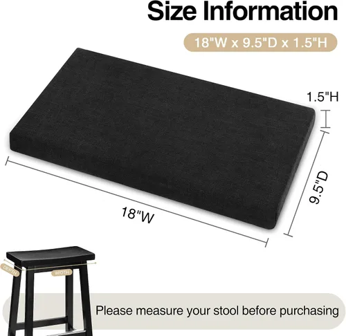 Vista 3 de Tromlycs Cojín rectangular para taburete de bar, funda de cojín rectangular con lazos para correa, 18 x 9.5 pulgadas, 1 unidad, color negro