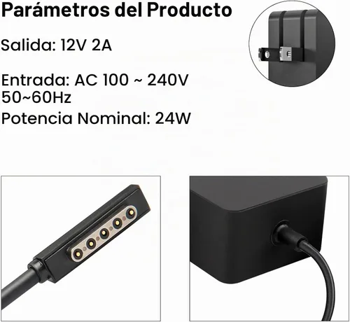 Vista 2 de 24W 12V 2A Adaptador de CA para Microsoft Surface RT Surface Pro 1 y Surface 2 1512 1513 1516 1572 Cargador