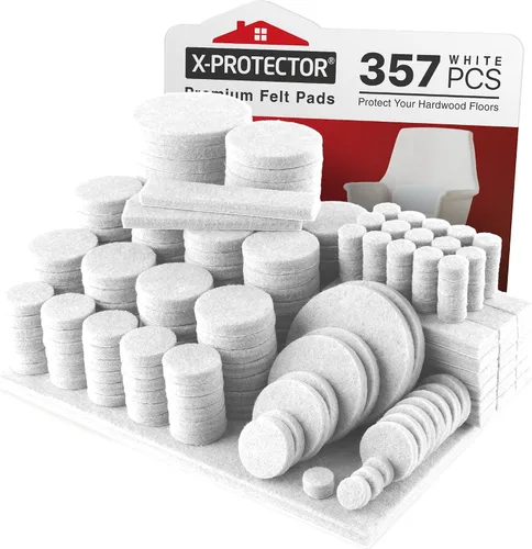 Vista 8 de X-Protector 357 piezas de almohadillas de fieltro para muebles color beige - Gran cantidad de protectores para suelos de madera dura con muchos