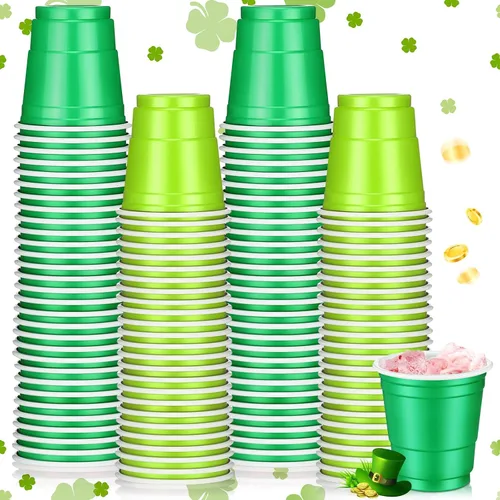 Vista 8 de Roshtia Paquete de 100 vasos desechables de 2 onzas, vasos de chupito de Mardi Gras, pequeños vasos de plástico para Navidad, fiesta de Año Nuevo