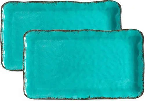 Vista 10 de LEHAHA Bandejas para preparar y servir a la parrilla, bandeja para servir barbacoa, bandejas de melamina para alimentos, juego de 2, gran regalo