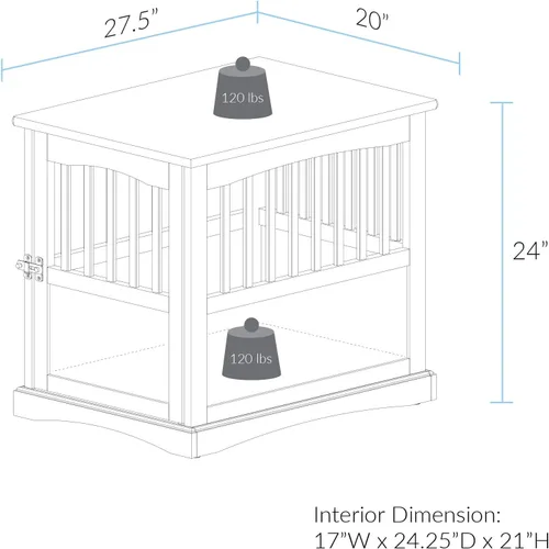 Vista 5 de Casual Home Mueble de madera para perros de interior, jaula para perros, mesa auxiliar, mesa de noche, cuna para perros con cierre de seguridad