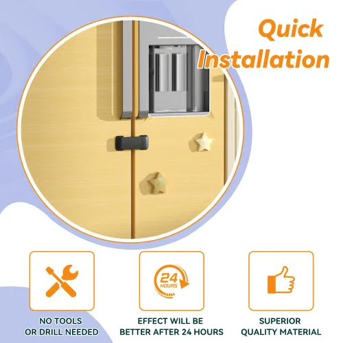 Vista 5 de SAFELON Cerradura francesa de seguridad para puerta de nevera para bebé, cerradura de refrigerador doble a prueba de niños, cerradura de armario
