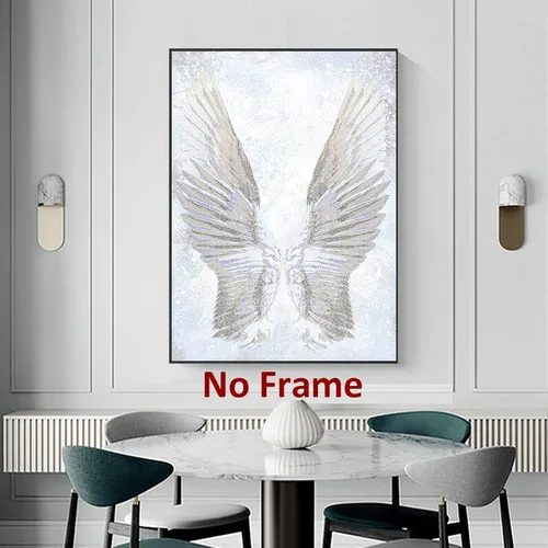Vista 7 de Póster de alas de ángel, imágenes abstractas de ángeles, arte de pared con alas de ángel, pintura abstracta, arte de pared de ángel blanco, arte