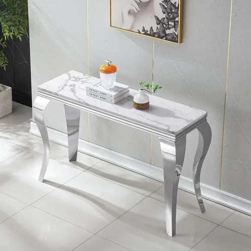 Vista 42 de Mesa de centro de lujo de mármol sintético con base en U de Mármol A-blanco oro15