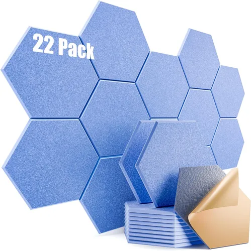 Vista 7 de Paquete de 12 paneles acústicos autoadhesivos de 12 x 10 x 0.4 pulgadas, paneles de espuma a prueba de sonido con alta densidad, elegante diseño