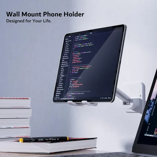 Vista 5 de pzoz Soporte de pared para teléfono celular, extensible y ajustable para espejo, baño, ducha, dormitorio, cocina, caminadora, compatible con iPhone