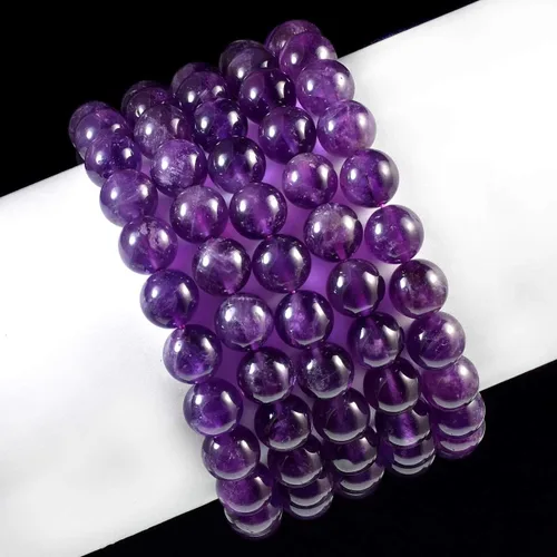 Vista 3 de AD Beads - Pulsera elástica con cuentas redondas de piedras naturales para curación Reiki, 10 mm, 10 mm, Piedra