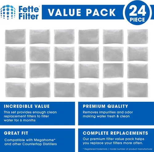 Vista 2 de Fette Filter - Filtros de agua para destiladores de encimera compatibles con Megahome y otros modelos de destiladores de agua de encimera - Paquete