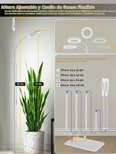 Vista 6 de Luces de crecimiento de 48W para plantas de interior, luz de planta LED de Blanco