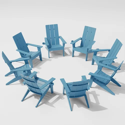 Vista 35 de MXIMU Silla Adirondack moderna resistente a la intemperie con portavasos, sillas de gran tamaño para hogueras Adorondic de plástico al aire libre