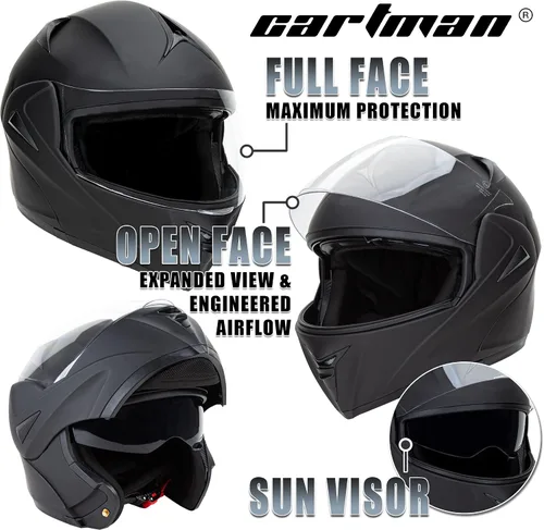 Vista 4 de Casco de motocicleta de cara completa aprobado por DOT con doble visera abatible, casco de motocicleta de cara completa con doble visera abatible